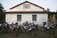 Motorcycles used by the response teams parked at the camp in Itipo.