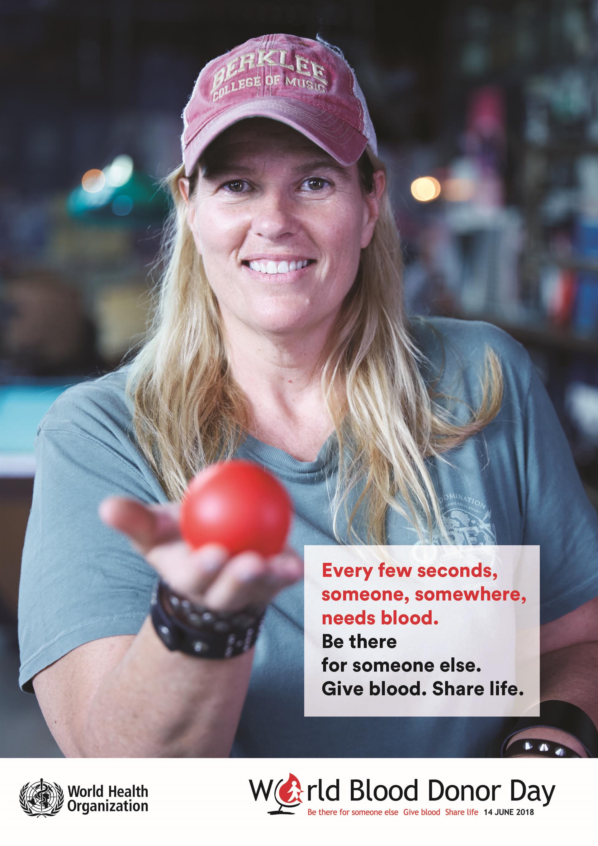 blood donor woman with hat