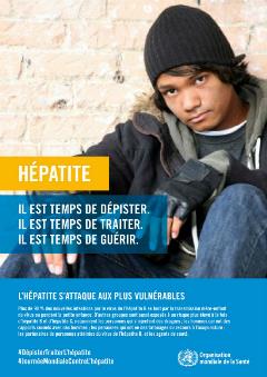Affiche de la campagne de l'OMS pour la Journée mondiale de l'hépatite 2018 invitant au dépistage précoce