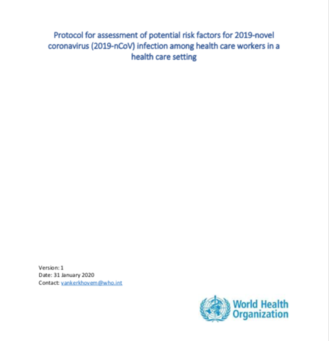 Protocol for assessment of potential risk factors for 2019-novel coronavirus (2019-nCoV) infection among health care workers in a health care setting