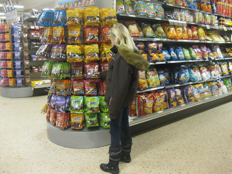 Child in a grocery store