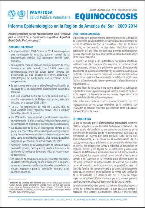 Equinococosis: Informe Epidemiológico en la Región de América del Sur - 2009-2014