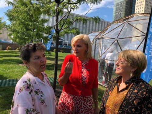 Air pollution pods New York Chrisriana Figueres Michele Bachelet