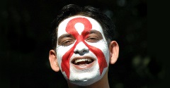 A man promotes HIV/AIDS awareness in Sector-11 of Chandigarh, India, on the eve of World Aids Day.
