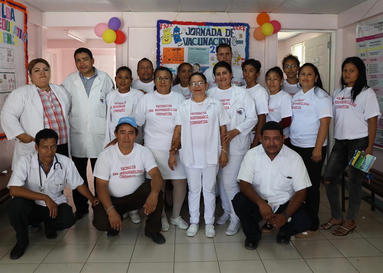 A group of health care workers posing, in Nicaragua