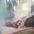 A young girl rests peacefully under an insecticide-treated bed net (ITN) at her home in the Magude District of Mozambique