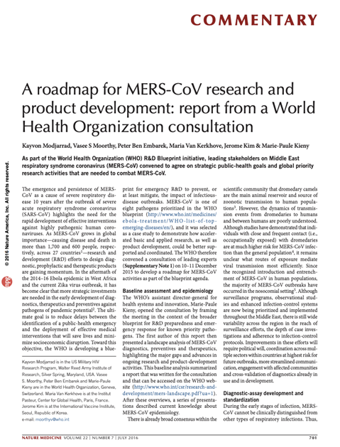 A roadmap for MERS-CoV research and product development