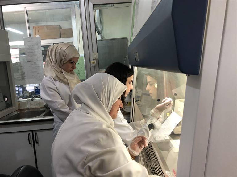 polio lab damascus syria Health workers examine environmental samples at a polio laboratory in Damascus
