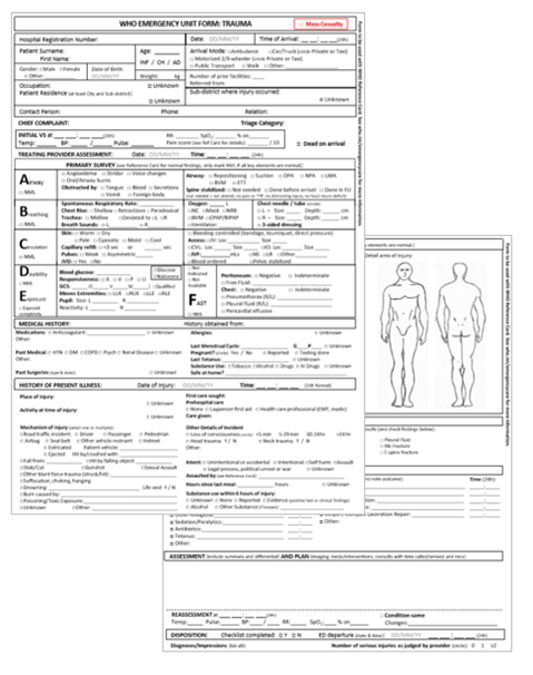 WHO Standardized Clinical Form