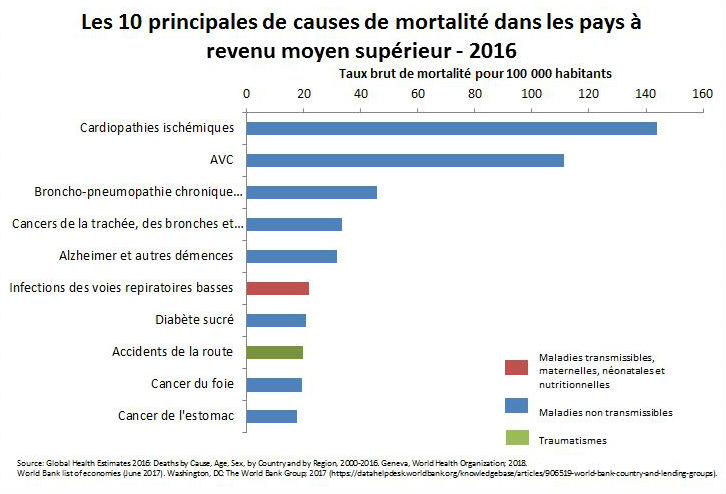 Principales causes de mortalité dans les pays à revenu élevé en 2016