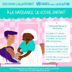 Infographie de l'OMS. soutenir l'aillaitement dès la naissance