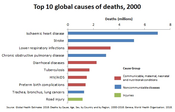 Top 10 global causes of deaths 2000 Top 10 global causes of deaths 2000