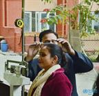 9. A service seeker getting her height measured to calulate her BMI at the 'UHC Day 2019 Health Sc