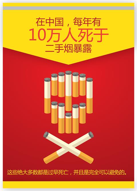 100,000 people die every year from exposure to harmful second-hand smoke in China